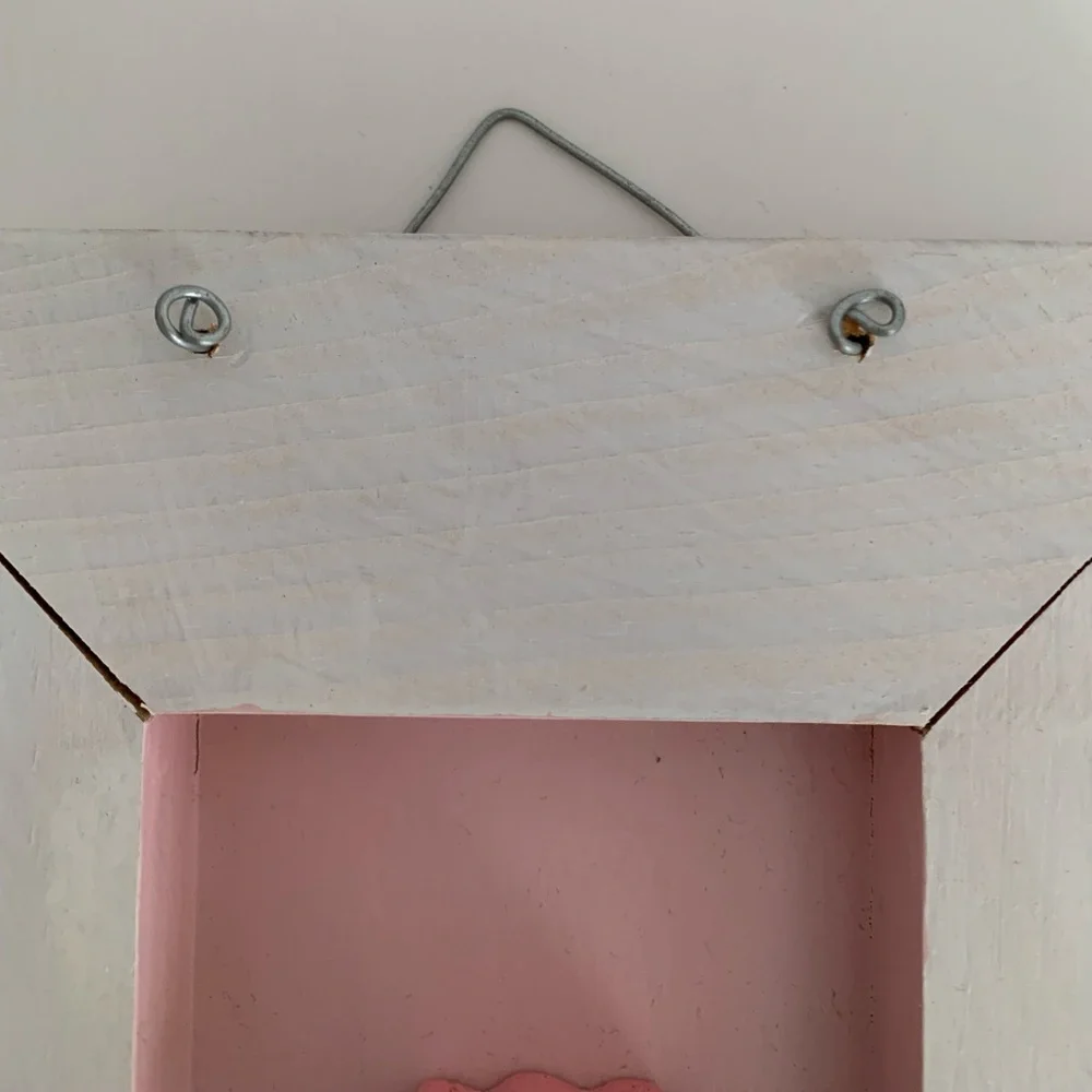 NWT Vintage Floral Wooden Box Frame Wall Art White Pink 2001 Hanging Picture